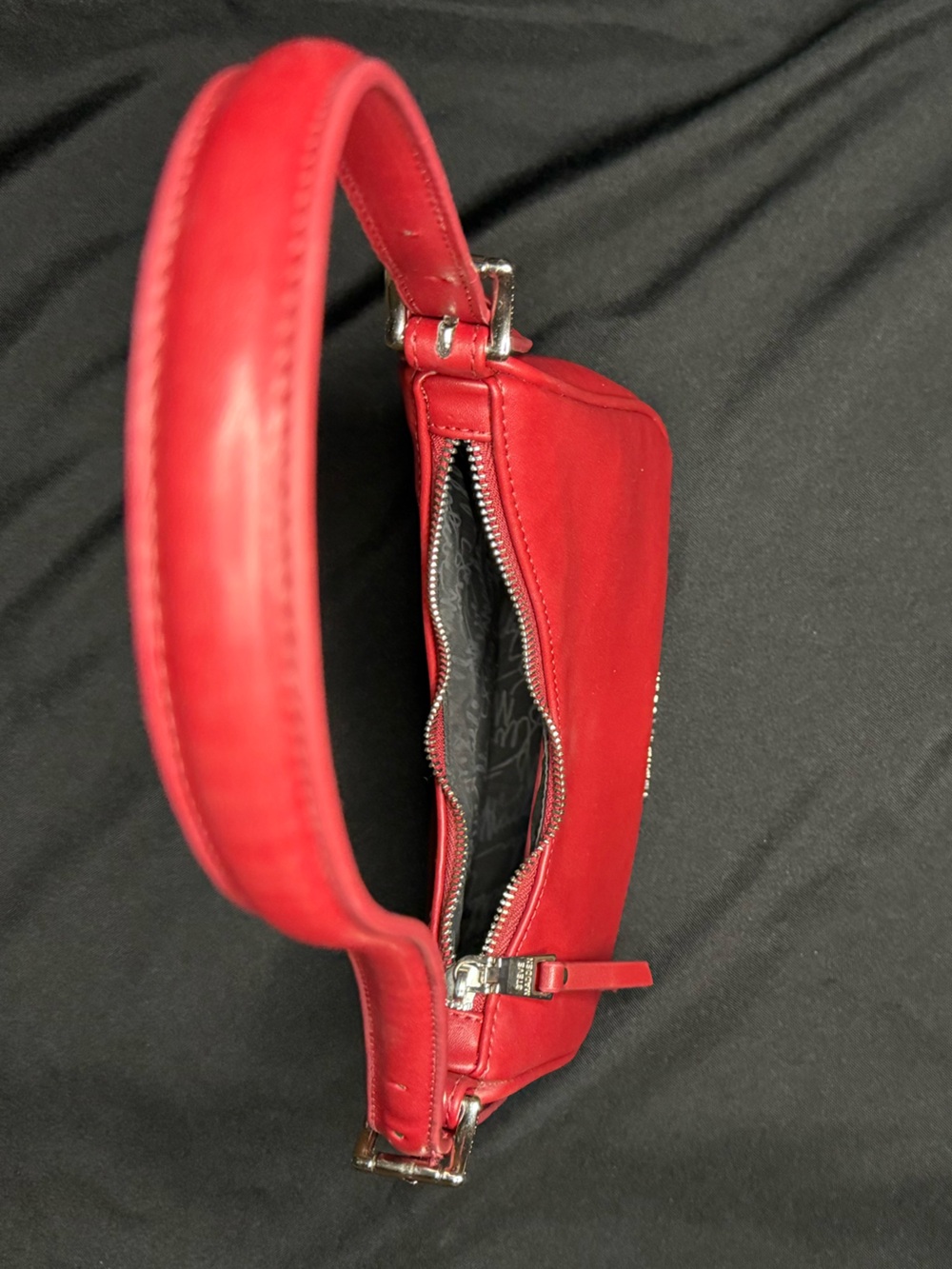Steve Madden Red Leather Knee-High Stiletto Boots with Matching Shoulder Bag - Picture 6 of 7